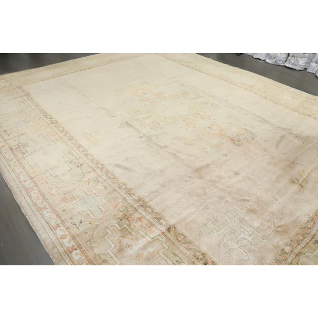 Antique Zabihi Collection Light Pink Turkish Oushak Oversize Rug For Sale - Image 4 of 12