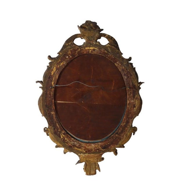 Gold Antique Louis XIV Floral Carved Giltwood Oval Wall Mirror C1880 For Sale - Image 8 of 8