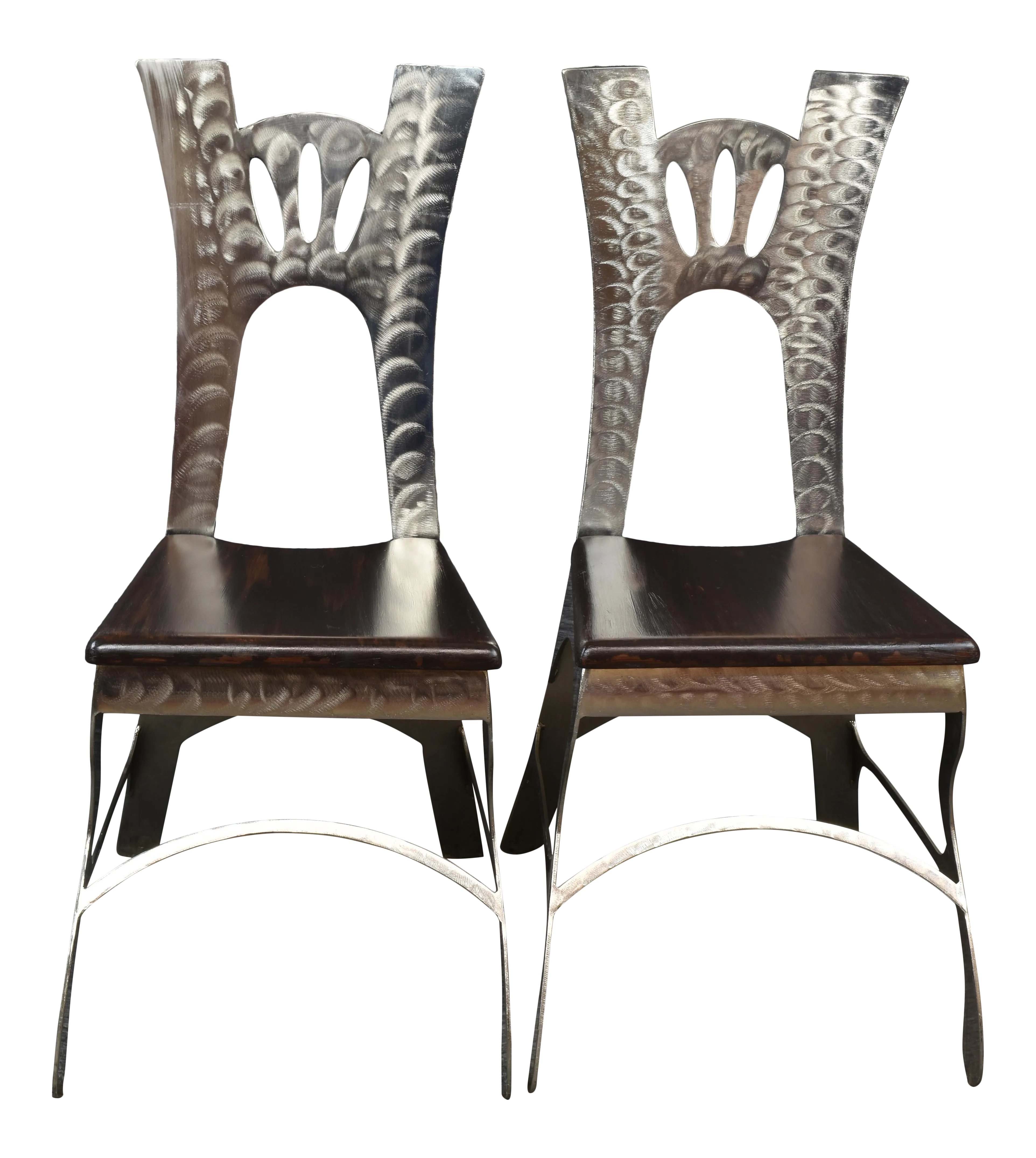 Fanciful Bohemian Style Accent Chrome and Oak Chairs - a Pair | Chairish, image size:3849x4303