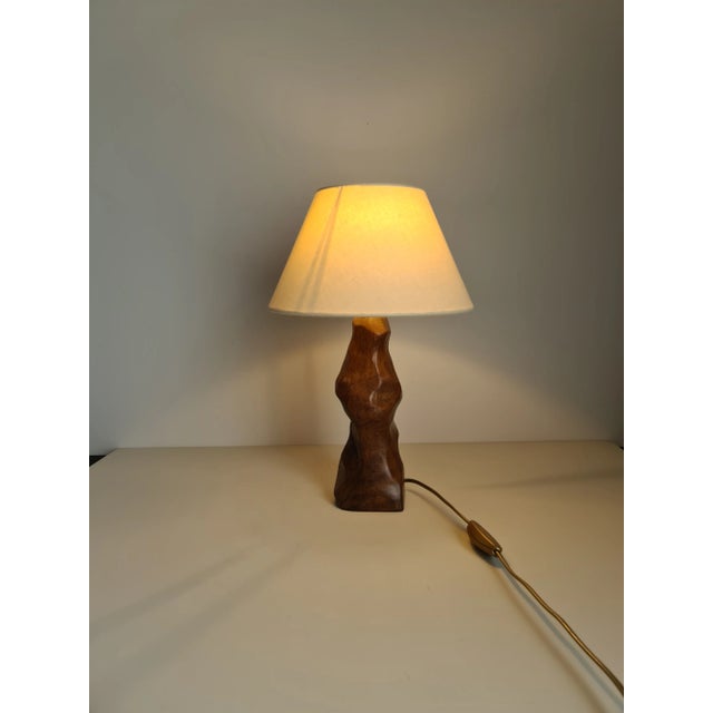 Wood Mid-Century Brutalist Elm Stump Lamp, France, 1960s For Sale - Image 7 of 11