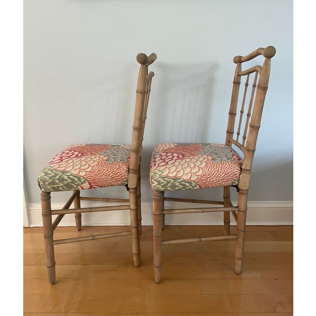 Pair of Vintage Faux Bamboo Side Chairs For Sale - Image 4 of 12