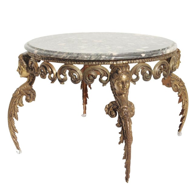 Rococo Table in Gilded Bronze with Marble Top, 1800s For Sale - Image 12 of 16