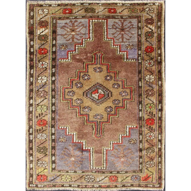 Vintage Oushak With Geometric Motifs Filled With Array For Sale - Image 12 of 12