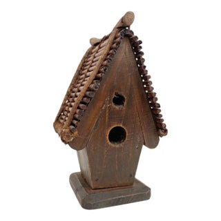 Handcrafted Wooden Twig Roof Arts. & Crafts Birdhouse For Sale