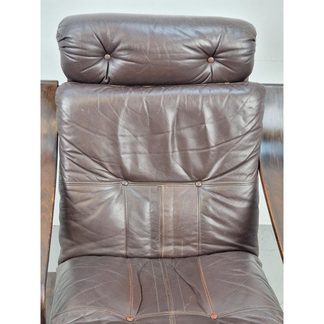 Vintage Armchair in Brown Leather and Bentwood attributed to Coja, 1970s For Sale - Image 16 of 18