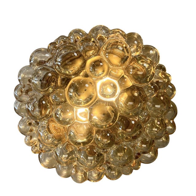 Large Bubble Flush Mount in Amber by Helena Tynell for Glashütte Limburg, 1960s For Sale - Image 4 of 14