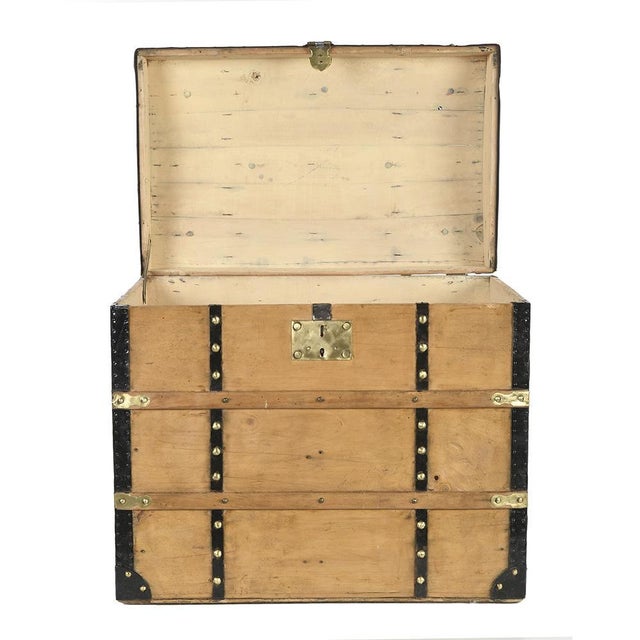 Parisian Reinforced Wooden Transport Trunk, 1800s For Sale - Image 4 of 7