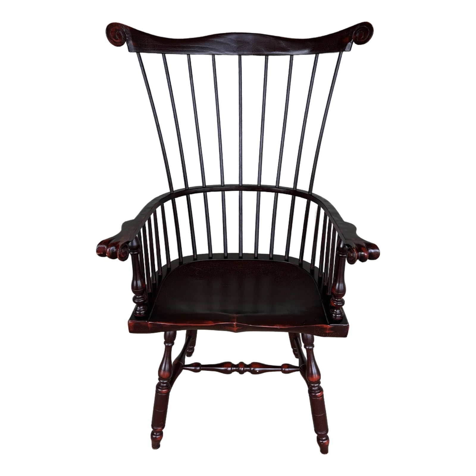 Ashlen Furniture Philadelphia Style Amber Crackle Finish Comb Back Arm ...