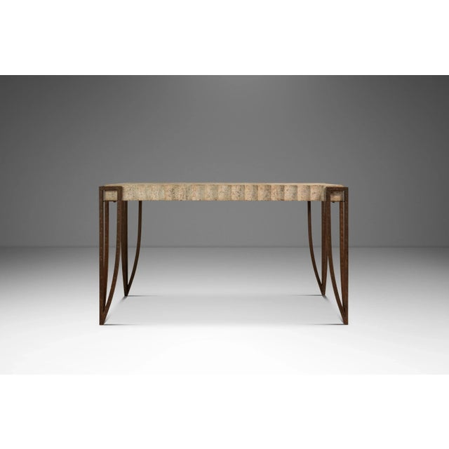 Mid-Century Modern Mid-Century Post Modern Art Deco Console / Sofa Table in Cement & Patinaed Steel in the Manner of R & Y Augousti, Usa, C. 1990s For Sale - Image 3 of 17