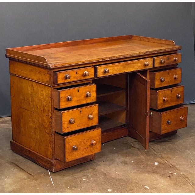 English Large English Pedestal Desk With Kneehole Cabinet of Mahogany For Sale - Image 3 of 11