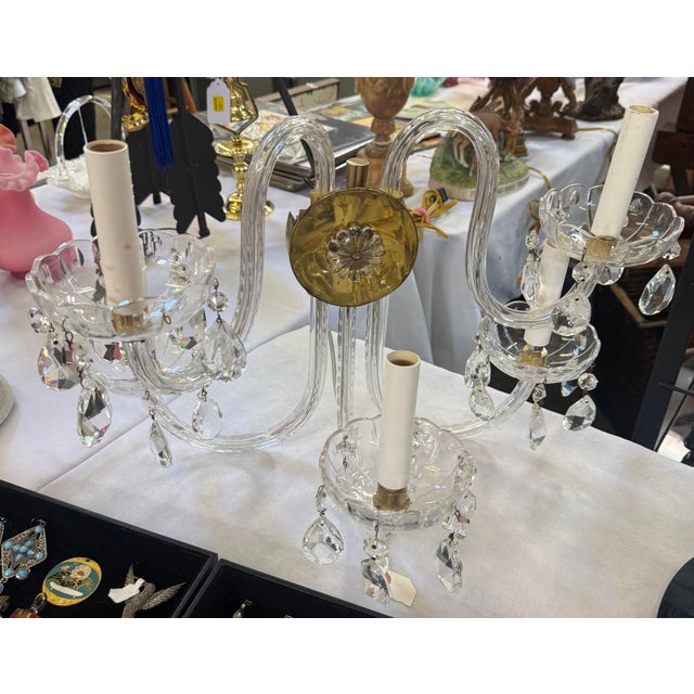 Hollywood Regency Crystal Wall Sconce 18x13 1930s For Sale - Image 11 of 12