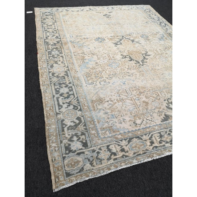 Persian Vintage Hand-Knotted Heriz Area Rug For Sale - Image 4 of 7