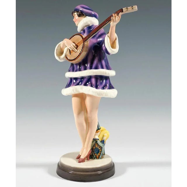 Banjo Play Zerline Balten as a Banjo Player from Goldscheider, Vienna, 1930s For Sale - Image 4 of 8