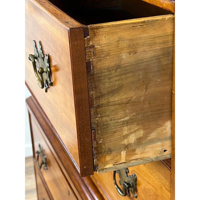Wood Antique Chippendale Cherry Chest on Chest Attr. Nathan Booth, Woodbury Ct C. 1760 For Sale - Image 7 of 12