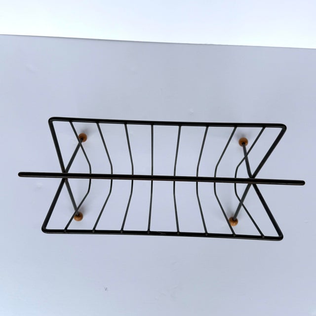 Tony Paul Tony Paul Magazine Rack Wrought Iron Wood Ball Feet For Sale - Image 4 of 12