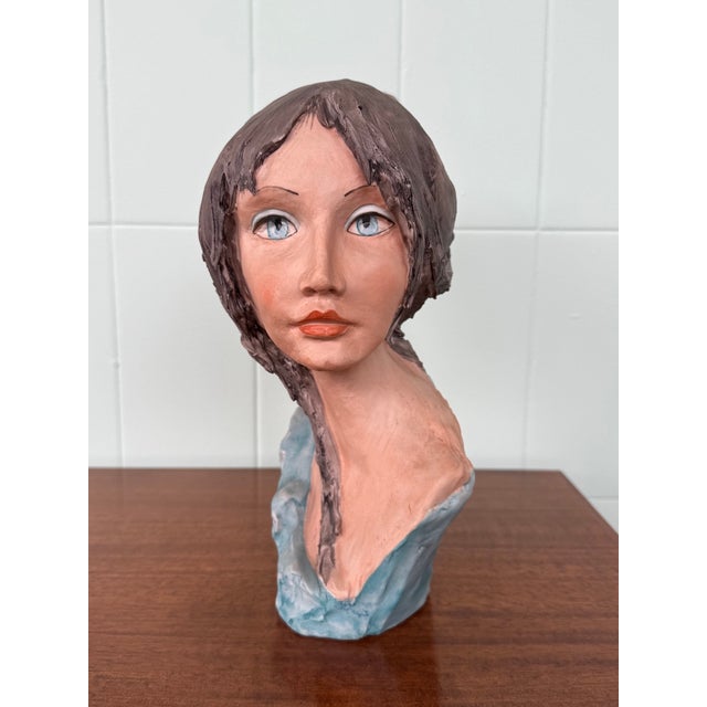 Italian Handcrafted and Signed Female Bust in Ceramic For Sale - Image 13 of 13