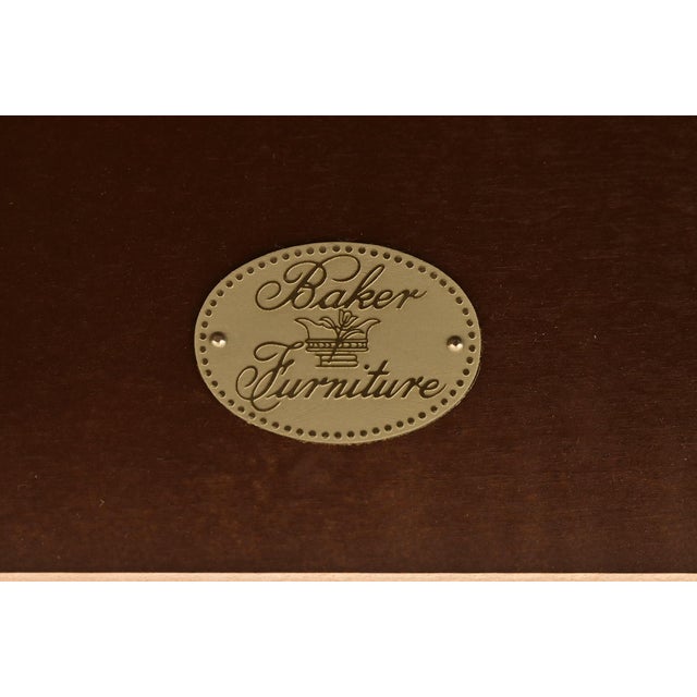 Baker Furniture Federal Banded Mahogany Demilune Console Table or Entry Table For Sale - Image 12 of 13