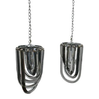 Pair of Acrylic and Chrome Ceiling Pendants, 1970's For Sale