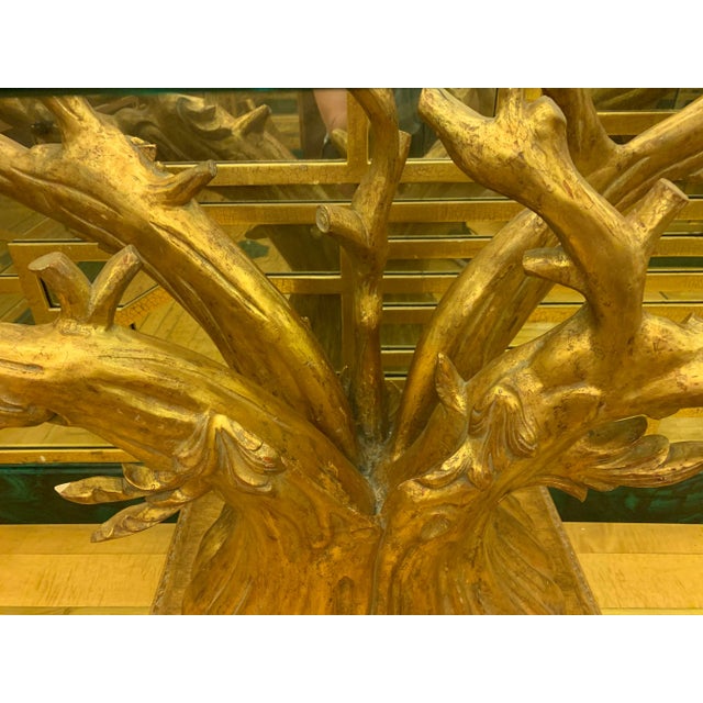 Gold 1980s Vintage Glass Top Console Table For Sale - Image 8 of 10