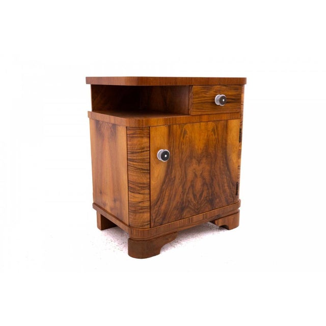 Brown Mid-20th Century Walnut Bedside Tables, Poland, 1940s, Set of 2 For Sale - Image 8 of 15
