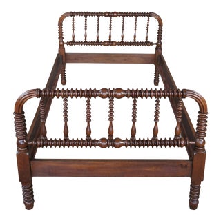 Antique 19th Century Jenny Lind Pine Spindle Bedframe For Sale