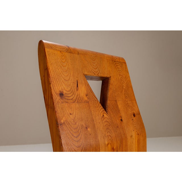 Wood Vintage Brutalist Pinewood Chairs, France, 1970s, Set of 2 For Sale - Image 7 of 11