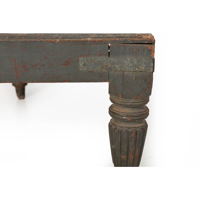 English Regency William IV Teal Painted Marble Top Low Coffee Table Ca. 1840 For Sale - Image 15 of 18