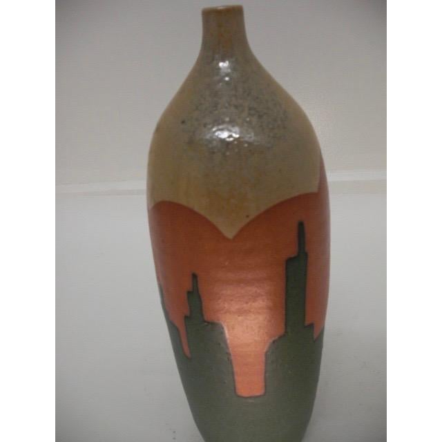 Vintage Studio Pottery Vase With Three-Color Glaze Design For Sale - Image 9 of 14