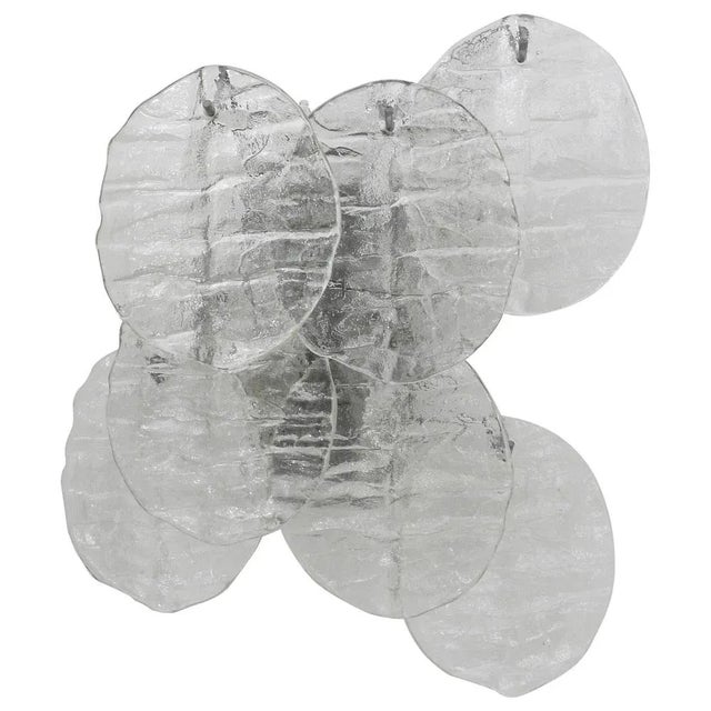 Blatt Ice Glass Disc Sconce attributed to J. T. Kalmar for Kalmar, Austria, 1960s For Sale - Image 11 of 11