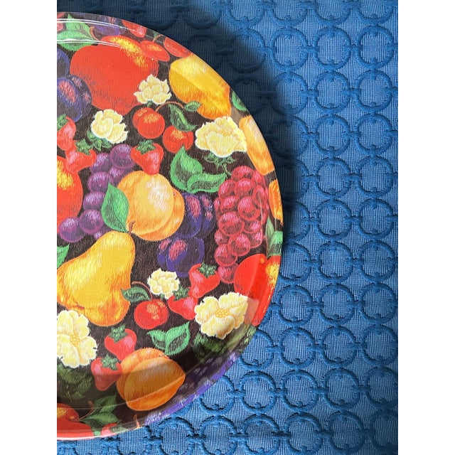 Vintage Fruit Chintz Metal Tray For Sale - Image 4 of 7