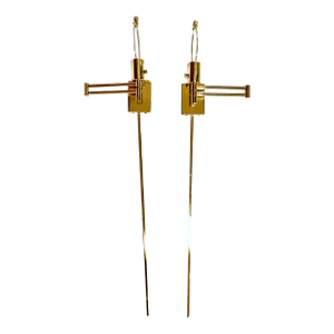 George W. Hansen 1948 Designed Wall Swing Lamps for Hinson - Pair