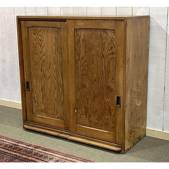 English Fir Sideboard with Sliding Doors, 1930s For Sale - Image 15 of 18