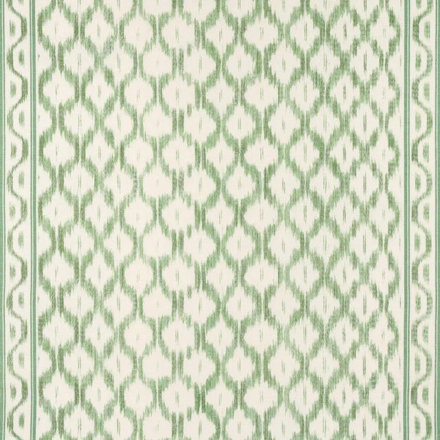 Sample - Schumacher x Mark D. Sikes Santa Monica Ikat Fabric in Leaf Green For Sale In Charlotte - Image 6 of 6