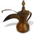 Middle Eastern Dallah Coffee Pot - 9.5" tall x 10" wide x 4" Deep. Etched and tinned copper body with brass finial and...