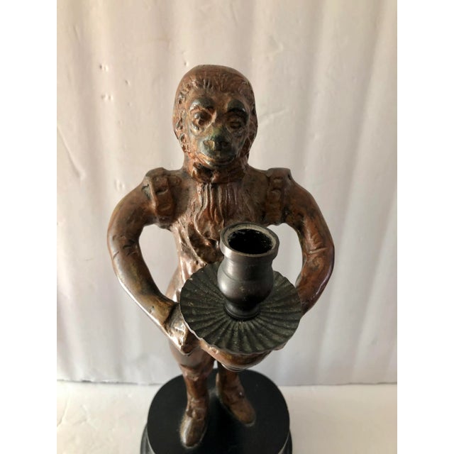 Victorian Style Bronze Butler Monkey Candle Holder For Sale - Image 4 of 11