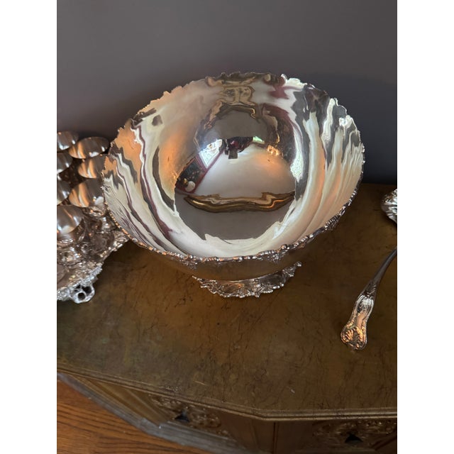 Vintage 11.50 Inches Bunch Bowl and 18 Cups For Sale - Image 9 of 16