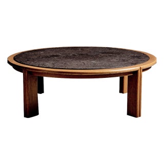 Narrow Oak Coffee Table with Slate Insert, France, 1970s For Sale