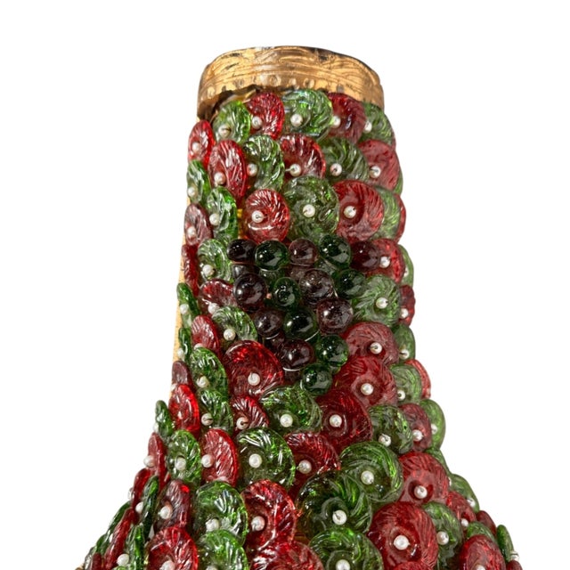Mid 20th Century Sculptural Jewel-Toned Glass Sconce With Pearl Accents For Sale - Image 4 of 14