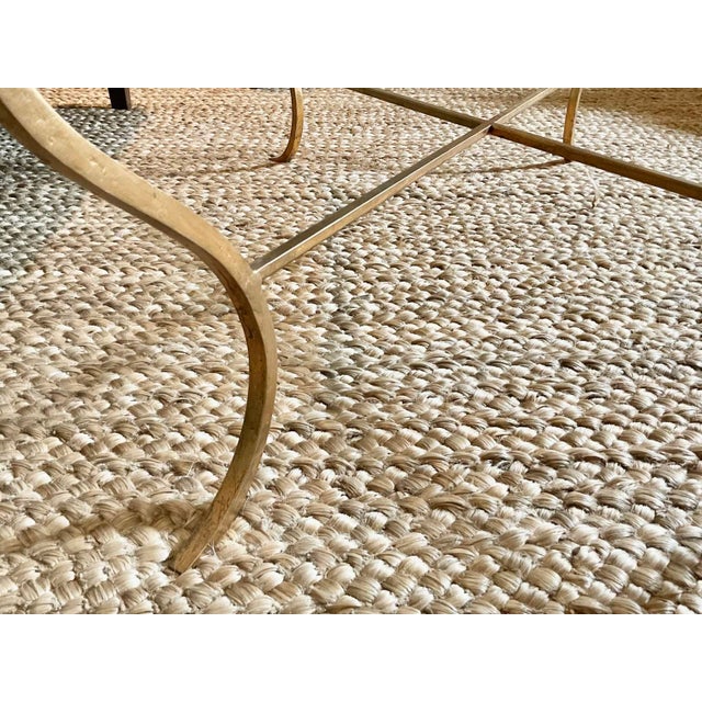 Metal Vintage Hollywood Regency Iron and Glass-Top Coffee Table For Sale - Image 7 of 8