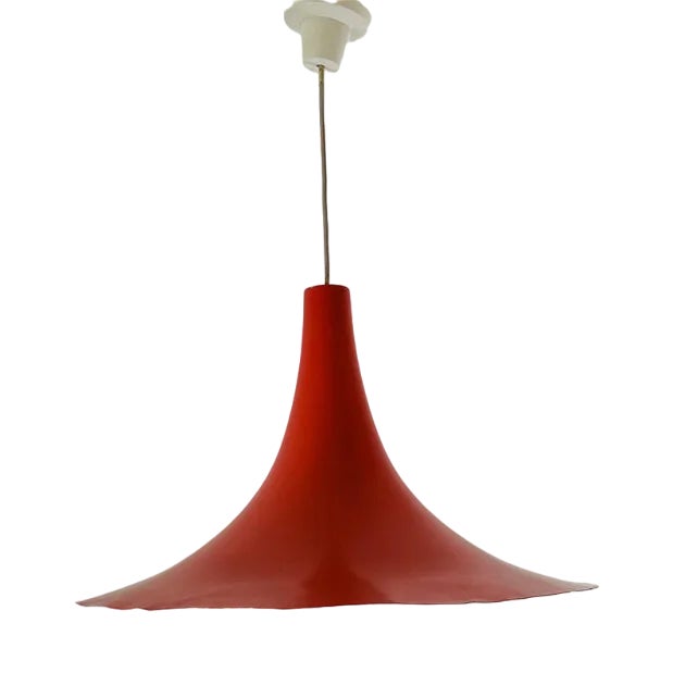 Mid-Century Danish Red Semi Pendant Light, 1960s For Sale