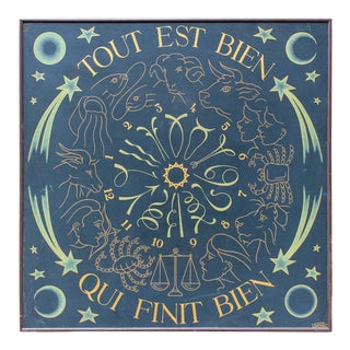 Vintage French Astrological Art Panel For Sale