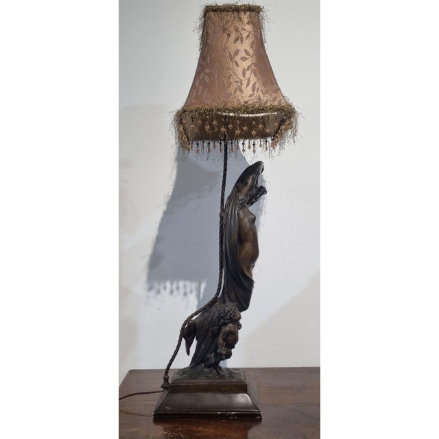Large French Art Nouveau Bronze Lamp by M. Moreau, 1890s For Sale - Image 3 of 18
