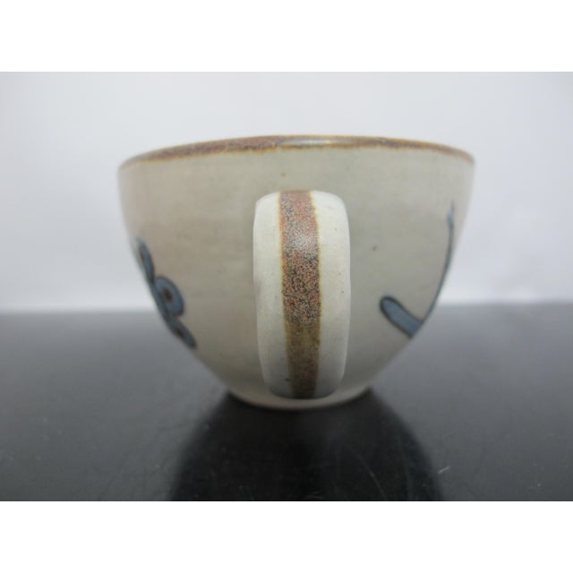 Blue Ken Edwards El Palomar Blue Bird Tonala Mexico Folk Art Coffee Tea Cup & Saucer For Sale - Image 8 of 11