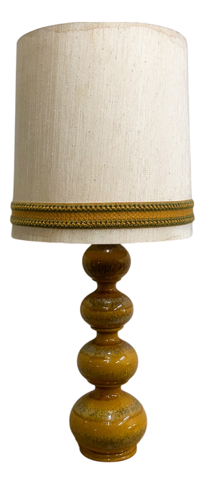 Large German Mustard Ceramic Lamp from Kaiser Leuchten, 1970s