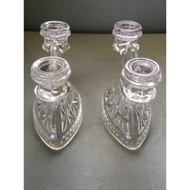 1930s Art Deco Pressed Glass Double Candlestick Holders- A Pair For Sale In Jacksonville, FL - Image 6 of 11