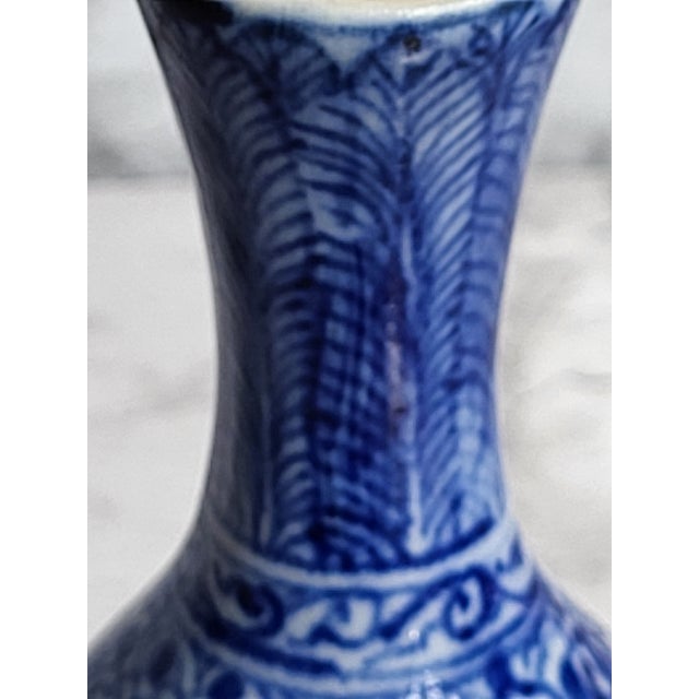 Flow Blue Porcelain Vase With Traditional Asian Landscape For Sale In San Francisco - Image 6 of 12