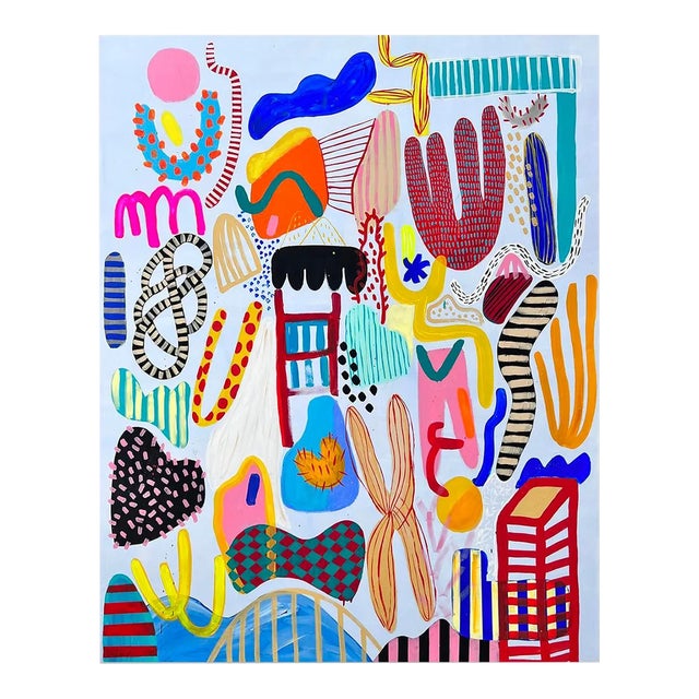 Contemporary Abstract Acrylic and Gouache on Canvas Painting "Paradiso I" by Daniela Marin For Sale