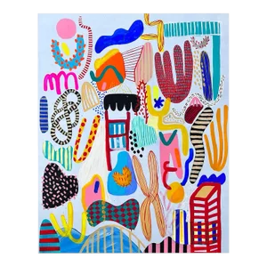 Contemporary Abstract Acrylic and Gouache on Canvas Painting "Paradiso I" by Daniela Marin