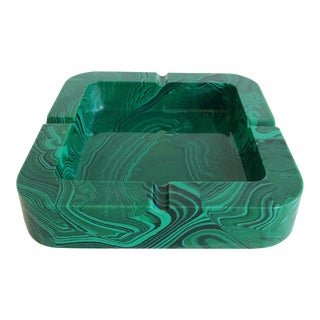 Malachite Style Square Vintage Ashtray For Sale