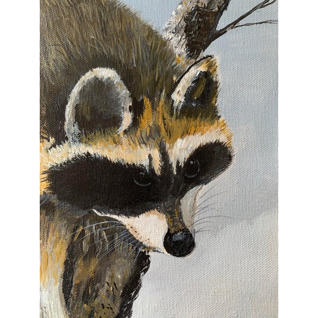 American Mid 20th Century American Raccoon Painting - Signed For Sale - Image 3 of 7